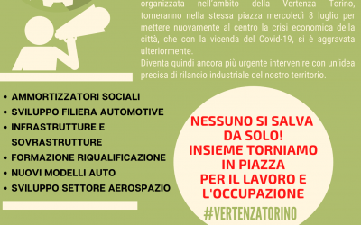 Nessuno si salva da solo – 8 luglio tornano i metalmeccanici in Piazza Castello a Torino