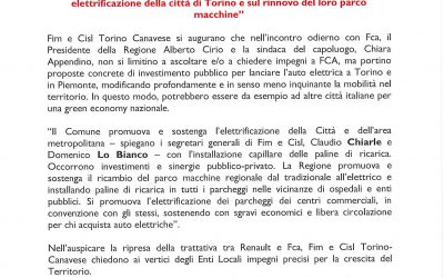 IMPORTANTE INCONTRO FIM – CISL – FCA – REGIONE PIEMONTE E COMUNE DI TORINO