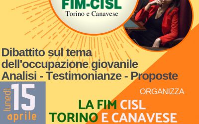 LUNEDI’ 15 APRILE – DIBATTITO SUL TEMA DELL’OCCUPAZIONE GIOVANILE