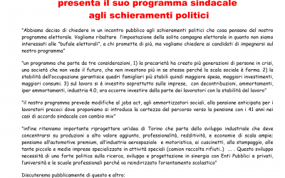 COMUNICATO STAMPA La FIM di Torino e Canavese presenta il suo programma sindacale agli schieramenti politici