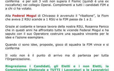 AVANTI TUTTA! LA FIM CORRE CON IDEE E RISULTATI  MIRAFIORI PRESSE E FEDERAL MOGUL