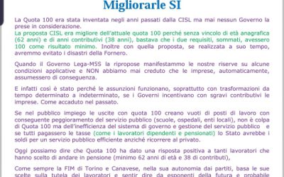 GOVERNO CHE VA, GOVERNO CHE VIENE: QUOTA 100 SI, MA DA MIGLIORARE!