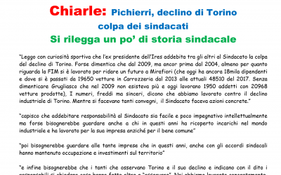 Chiarle: Pichierri, si rilegga la storia sindacale